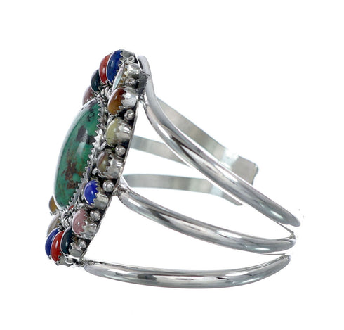 Navajo Native American Sterling Silver Turquoise Treasure Cuff Bracelet NX11783